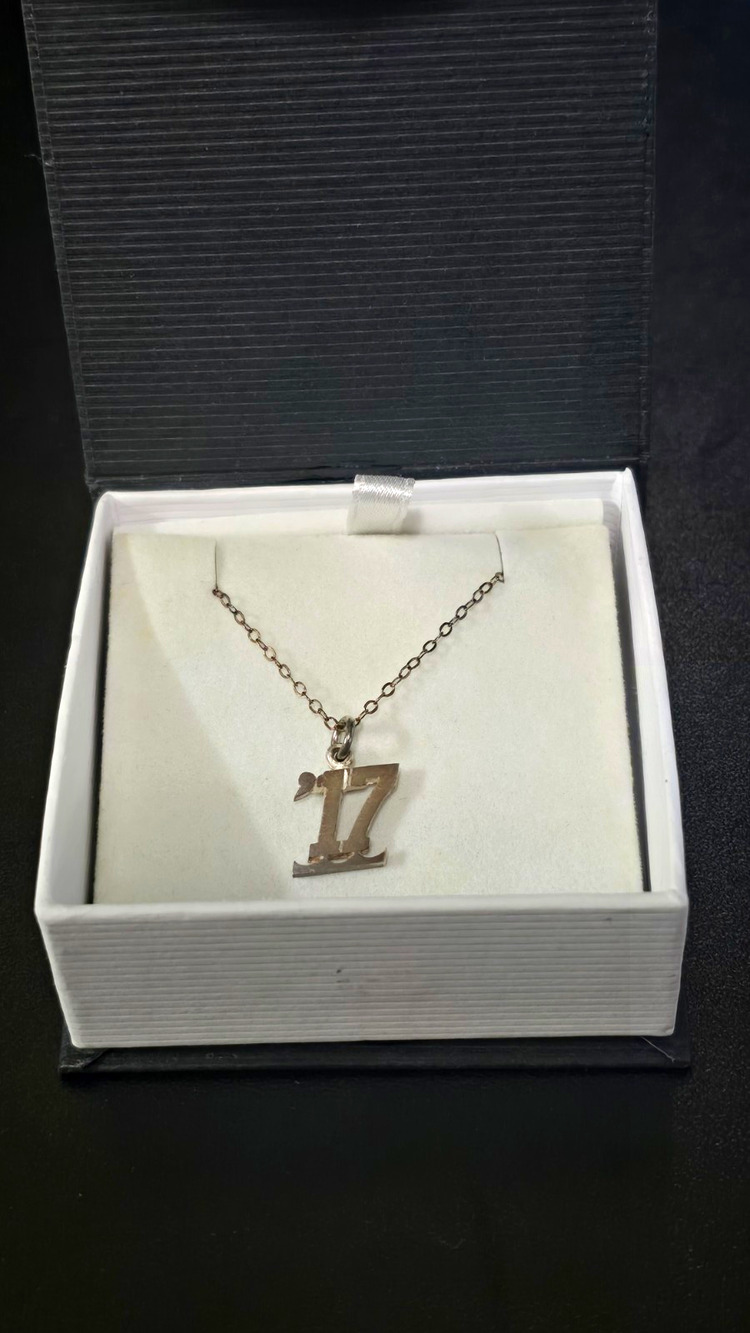 Vintage TIVOL Custom Sterling Silver 925 Jersey Number 17 Pendant Necklace Box